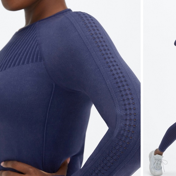 Fabletics Sync Long Sleeved Seamless Athletic Top-Washed Navy Color - Picture 5 of 6